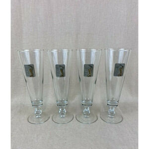 PGA Tour Pilsner Beer Golf Glasses 8 oz Pewter Emblem Set of 4